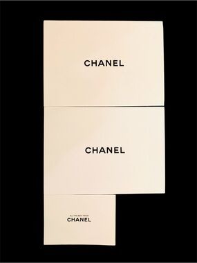 CHANEL Receipt Holder Set White Black Logo Envelope Sleeve Card Authentic